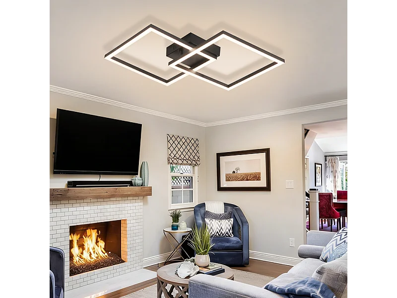 Nettlife LED-Deckenleuchte für Schlafzimmer – Schwarze Wohnzimmerlampe 24 W, neutralweiße Küchenlampe 4000 K, modernes und verstellbares Design