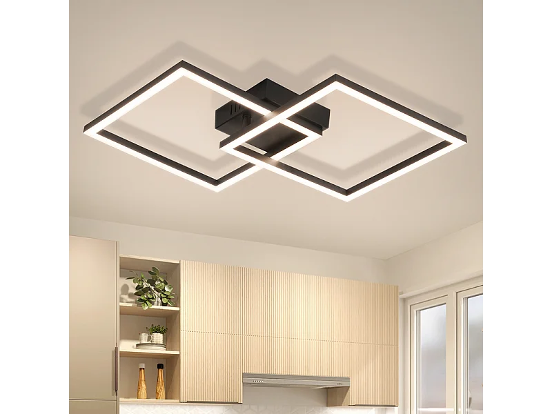 Nettlife Plafonnier LED pour chambre à coucher - Lampe de salon noire 24 W, lampe de cuisine blanche neutre 4000 K, design moderne et orientable