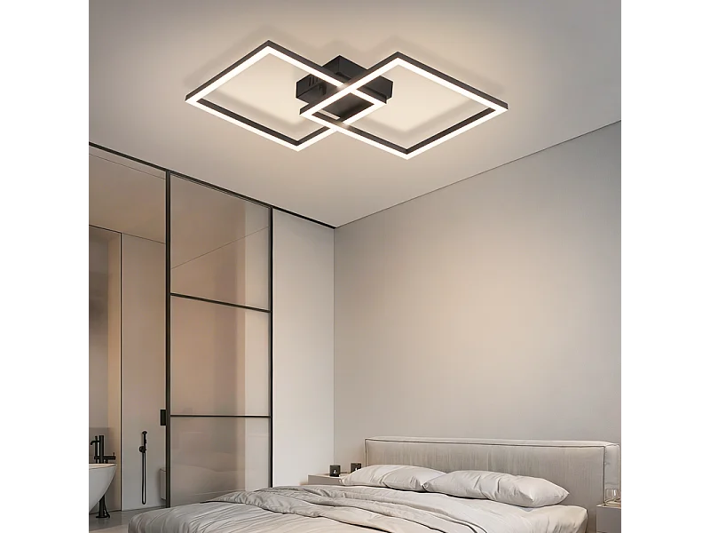 Nettlife Plafonnier LED pour chambre à coucher - Lampe de salon noire 24 W, lampe de cuisine blanche neutre 4000 K, design moderne et orientable