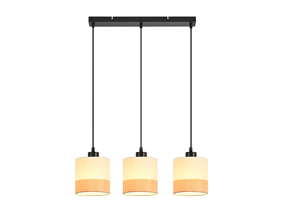 Nettlife Suspension vintage pour salle à manger - Lampe suspendue en tissu à 3 lumières, réglable en hauteur, rétro E27, blanc (Sans ampoules)