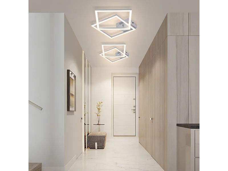 Nettlife Plafonnier LED pour chambre à coucher - Lampe de chambre argentée 24 W, blanc neutre 4000 K, orientable, design moderne