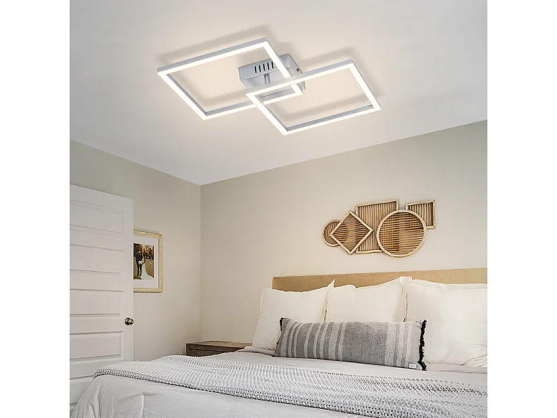 Nettlife Plafonnier LED pour chambre à coucher - Lampe de chambre argentée 24 W, blanc neutre 4000 K, orientable, design moderne