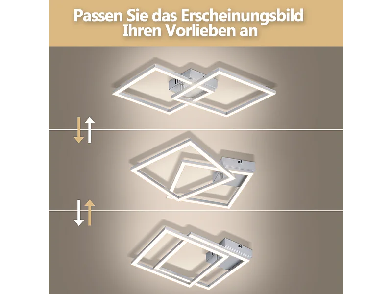 Nettlife Plafonnier LED pour chambre à coucher - Lampe de chambre argentée 24 W, blanc neutre 4000 K, orientable, design moderne