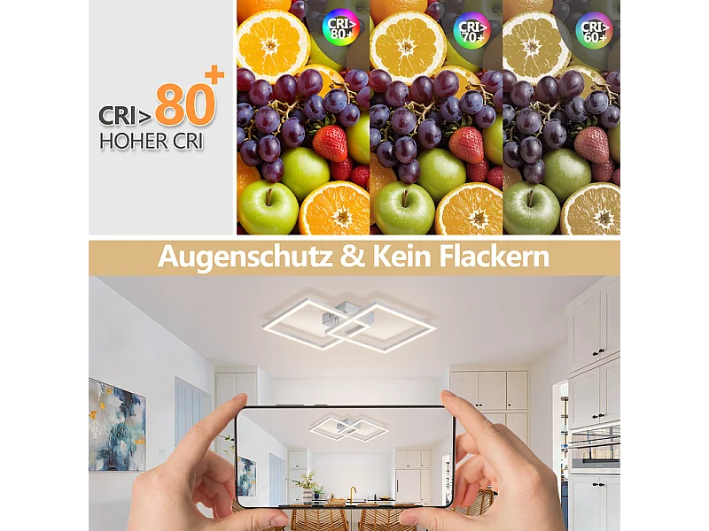 Nettlife Plafonnier LED pour chambre à coucher - Lampe de chambre argentée 24 W, blanc neutre 4000 K, orientable, design moderne