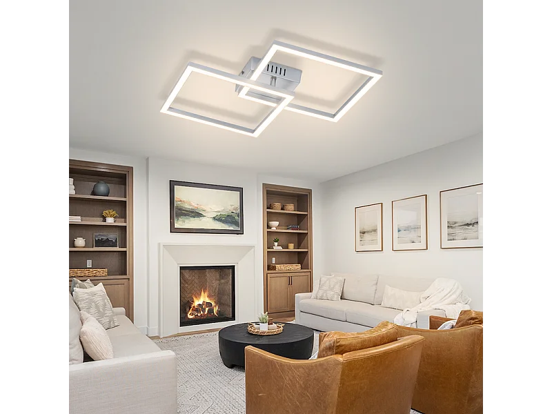 Nettlife Plafonnier LED pour chambre à coucher - Lampe de chambre argentée 24 W, blanc neutre 4000 K, orientable, design moderne