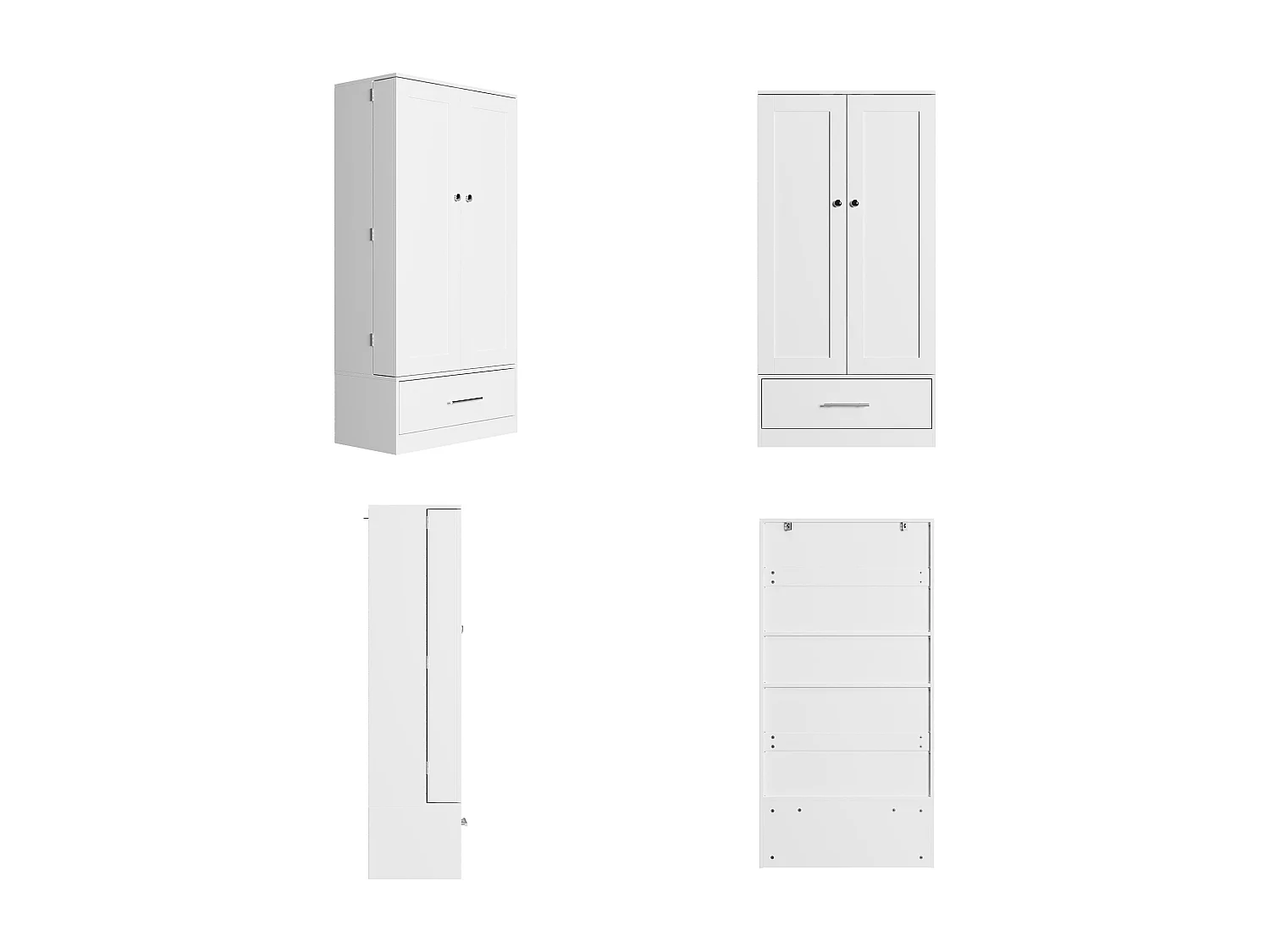 Buffet de Cuisine 2 portes à 12 étagères et Tiroir, Armoire à 5 Niveaux et étagère réglable pour Cuisine, 60x30x120, Blanc