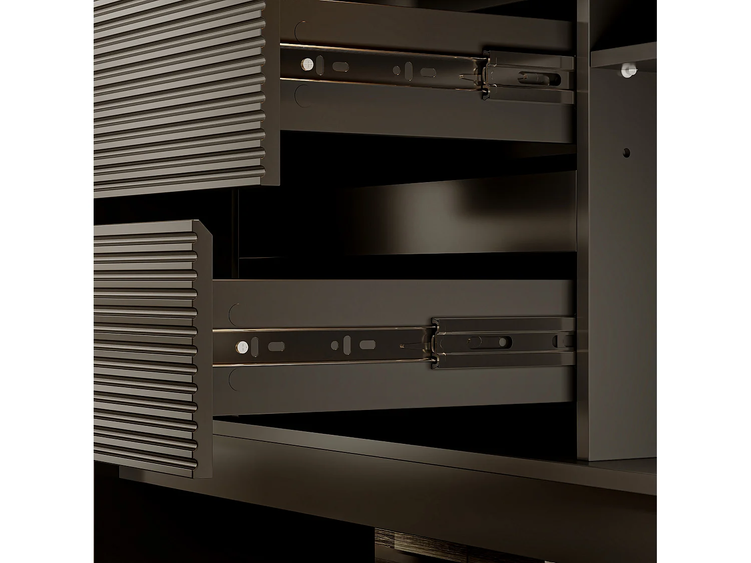 Buffet de Salon avec 2 Portes et 3 Tiroirs, Meuble de Salon Sculpté avec Etagères Réglables, 160x40x80, Noir