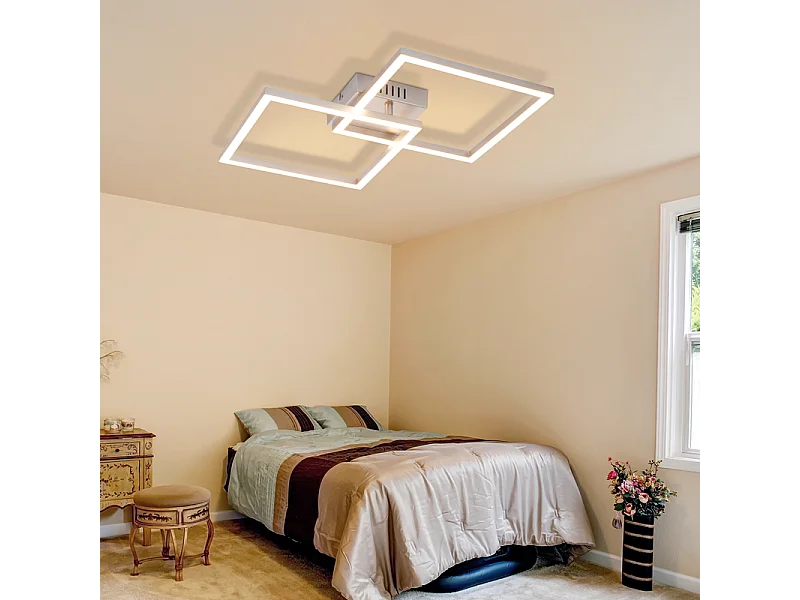 Lámpara de techo LED Nettlife para dormitorio y salón, 24 W, blanco cálido 3000 K, para cocina, color plateado, ajustable.