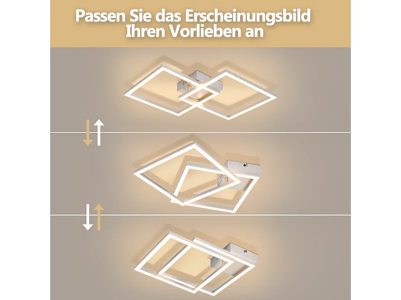 Lámpara de techo LED Nettlife para dormitorio y salón, 24 W, blanco cálido 3000 K, para cocina, color plateado, ajustable.