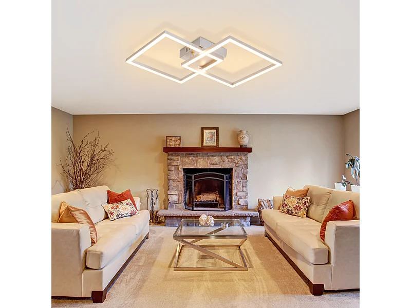 Lámpara de techo LED Nettlife para dormitorio y salón, 24 W, blanco cálido 3000 K, para cocina, color plateado, ajustable.