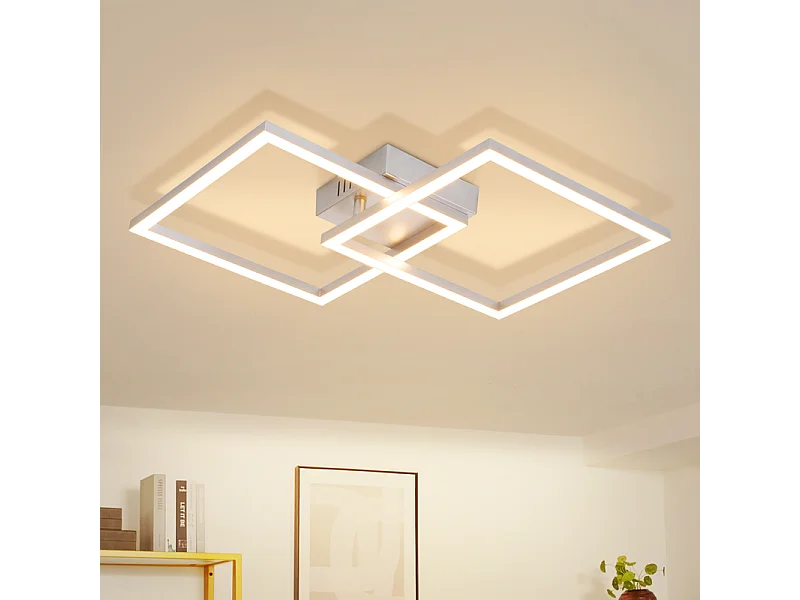 Nettlife Plafonnier LED pour chambre à coucher - Lampe de salon 24 W, blanc chaud 3000 K, lampe de cuisine, argentée, orientable