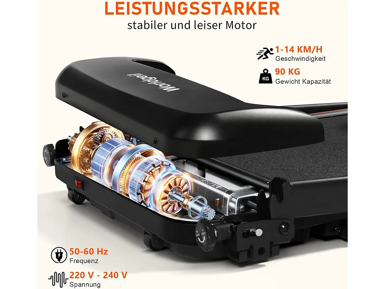 Nettlife Klappbares Laufband 14 km/h – Laufband für den Schreibtisch mit 7 % Steigung – LED-Bildschirm und Herzfrequenzsensoren – Maximale Belastung 150 kg