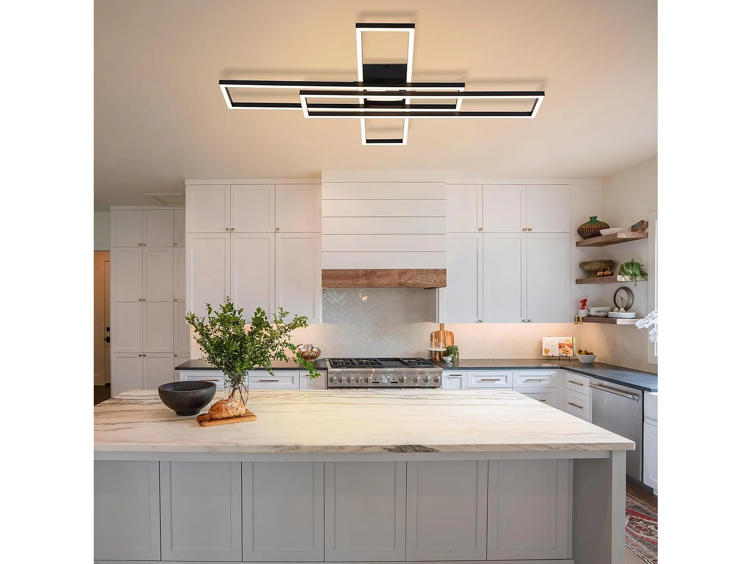 Nettlife LED-Deckenleuchte für Wohnzimmer – 56-W-Wohnzimmerlampe, dimmbare Küchenlampe, Dunkelkammerleuchte, rechteckige Deckenleuchte