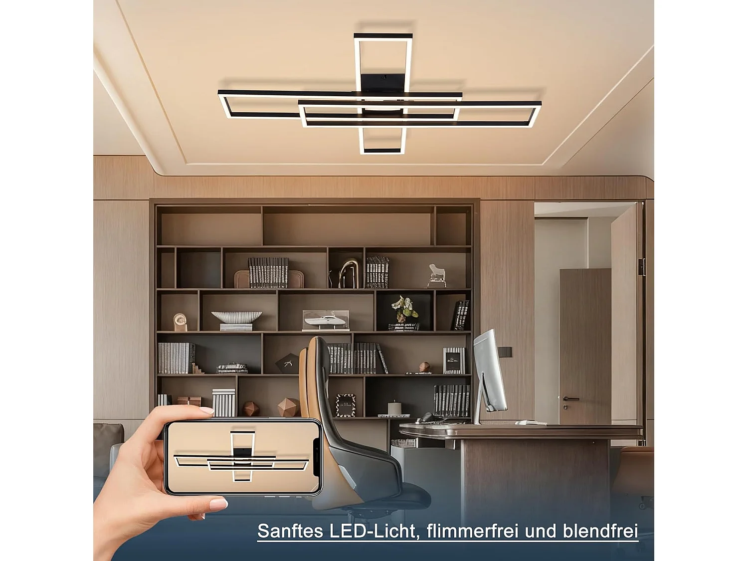 Nettlife LED-Deckenleuchte für Wohnzimmer – 56-W-Wohnzimmerlampe, dimmbare Küchenlampe, Dunkelkammerleuchte, rechteckige Deckenleuchte