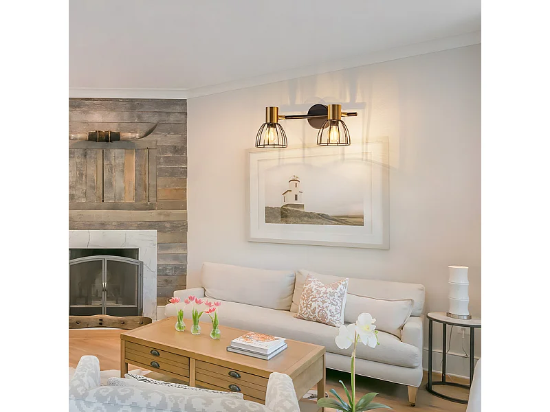 Nettlife Binnenwandlamp, Vintage Wandlamp, E14 Fitting, Zwart, 350° Draaibaar, Metaal met 2 Lampen (Lampen Niet Inbegrepen)