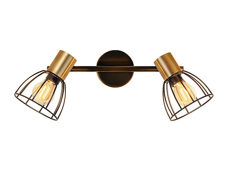 Nettlife Binnenwandlamp, Vintage Wandlamp, E14 Fitting, Zwart, 350° Draaibaar, Metaal met 2 Lampen (Lampen Niet Inbegrepen)