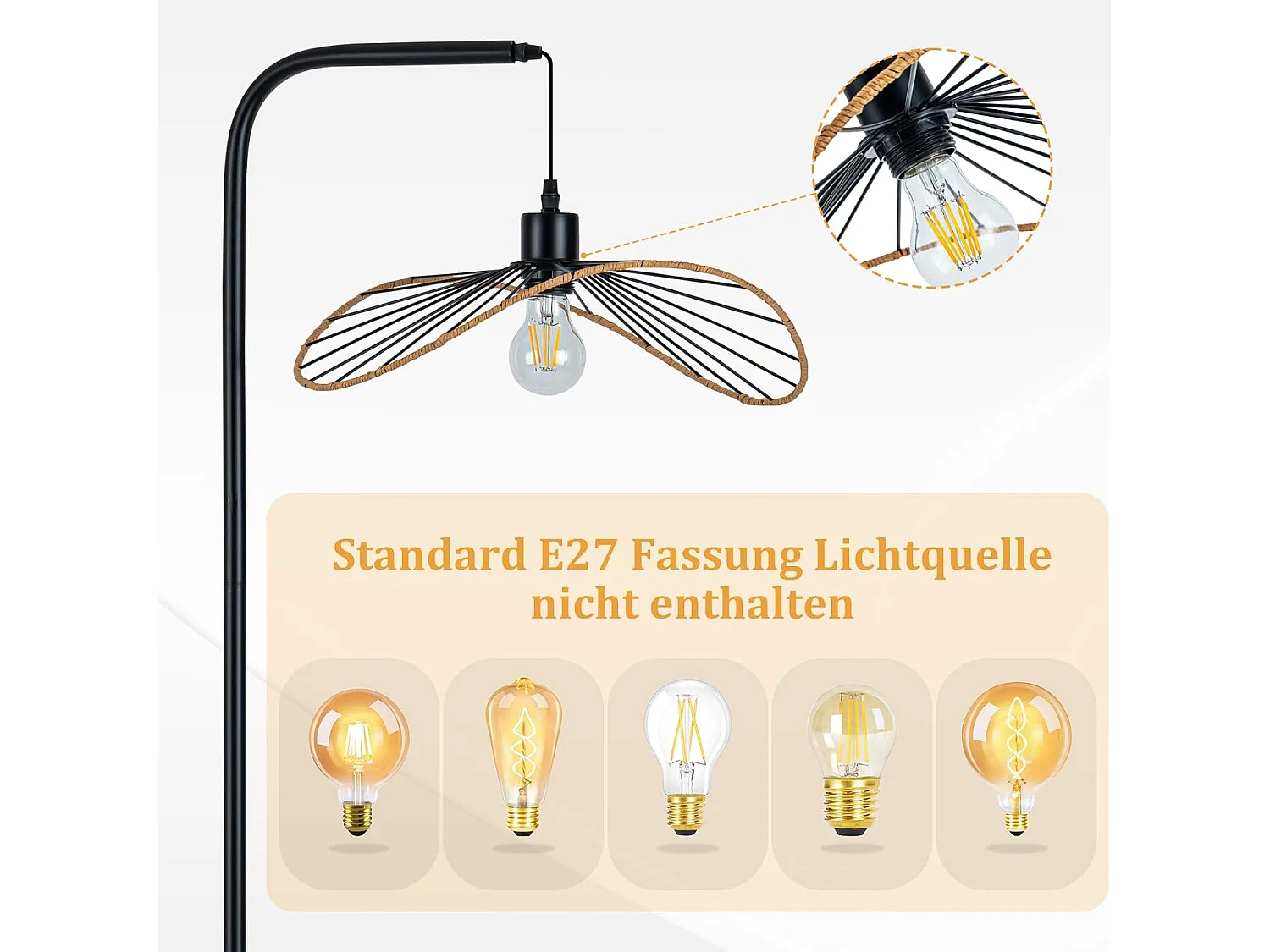 Lampa podłogowa Nettlife Vintage Black Arc – industrialna metalowa lampa podłogowa z gniazdem E27 i przełącznikiem nożnym (żarówka nie jest dołączona)