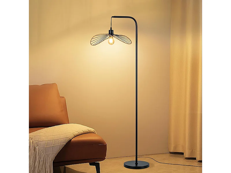 Lampa podłogowa Nettlife Vintage Black Arc – industrialna metalowa lampa podłogowa z gniazdem E27 i przełącznikiem nożnym (żarówka nie jest dołączona)