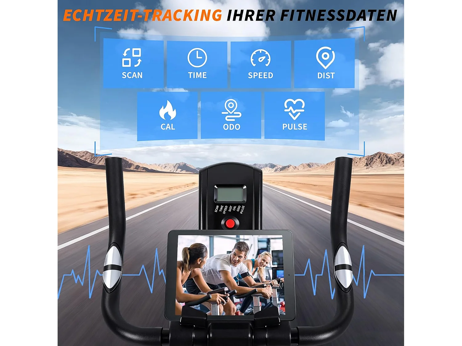 Rower treningowy Nettlife z ergometrem magnetycznym, ekranem LCD i uchwytem na tablet – rower treningowy do domu