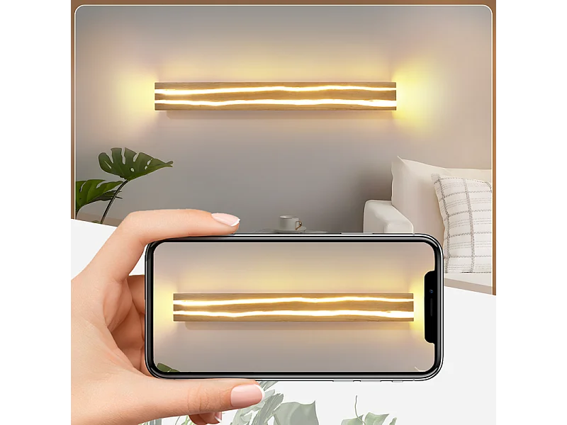 Nettlife 80 cm houten LED-wandlamp - 13W warm wit 3000K woonkamerlamp, modern langwerpig ontwerp, verlichting voor hal, trappenhuis en slaapkamer