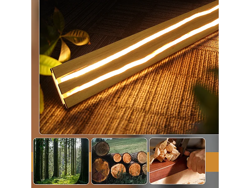 Nettlife 80 cm houten LED-wandlamp - 13W warm wit 3000K woonkamerlamp, modern langwerpig ontwerp, verlichting voor hal, trappenhuis en slaapkamer