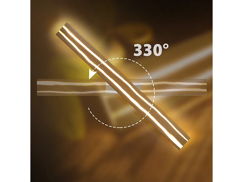 Nettlife Applique Murale LED Bois Intérieur 80cm - Lampe Salon 13W Blanc Chaud 3000K, Design Moderne Long, Éclairage Couloir Escalier Chambre