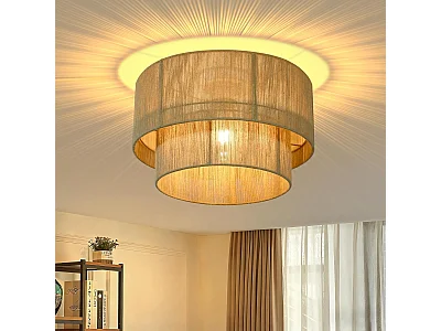 Nettlife Boho plafondlamp van natuurlijk jute, Ø40 cm, rustieke vintage stijl, E27 fitting, voor woonkamer, slaapkamer, keuken, hal – lamp niet inbegrepen