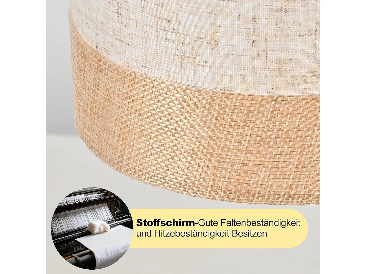 Nettlife Lampadaire Vintage Salon - Lampe sur Pied Tissu Blanc E27 Interrupteur à Pied, Rustique Rétro pour Chambre (Sans Ampoule)