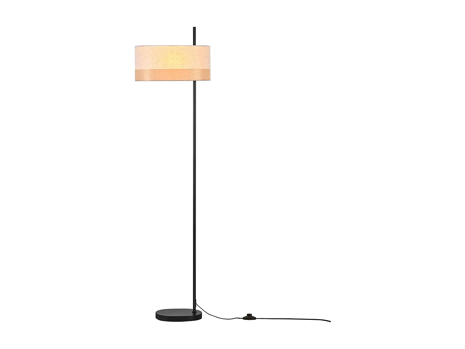 Nettlife Lampadaire Vintage Salon - Lampe sur Pied Tissu Blanc E27 Interrupteur à Pied, Rustique Rétro pour Chambre (Sans Ampoule)