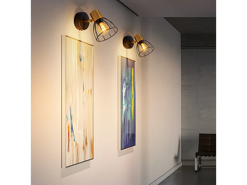 Nettlife Binnenwandlamp, Vintage Stijl - Zwart, Wandspot met één lamp, Hallamp, 350° draaibaar, E14, (Lamp niet inbegrepen)