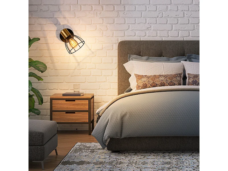 Nettlife Binnenwandlamp, Vintage Stijl - Zwart, Wandspot met één lamp, Hallamp, 350° draaibaar, E14, (Lamp niet inbegrepen)