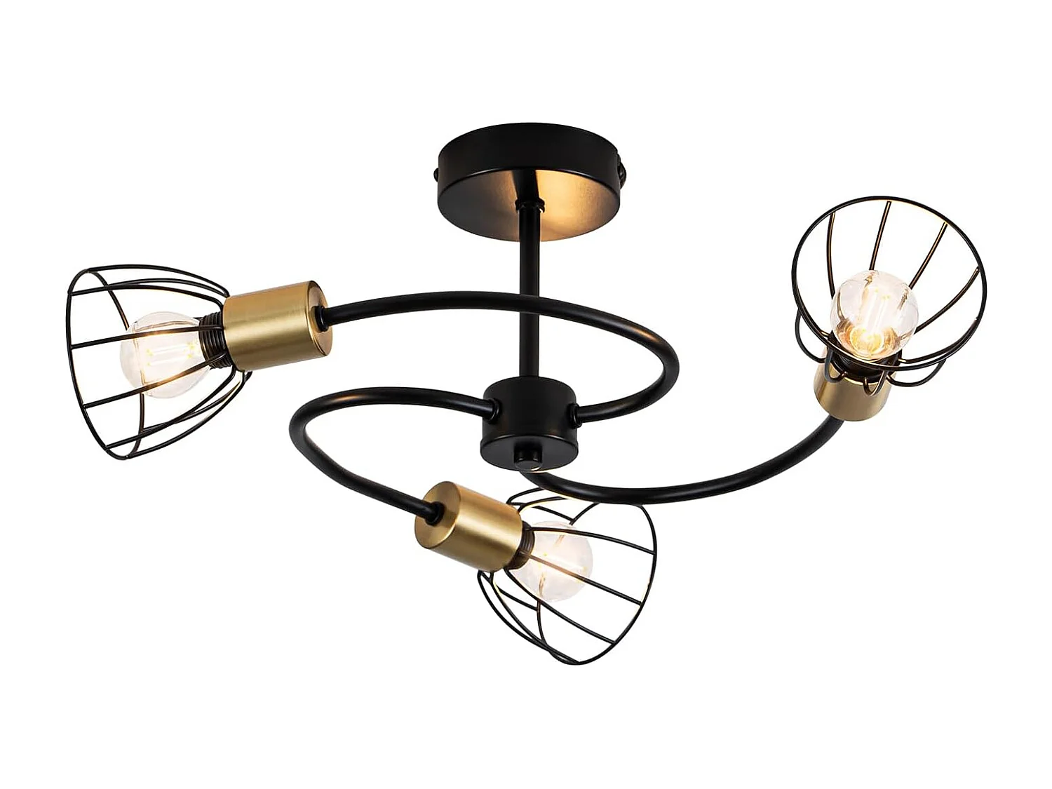 NETTLIFE plafonnier noir vintage en métal, 3 lumières E14, style industriel, pour salon, cuisine, couloir, chambre et salle à manger