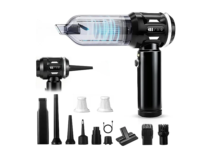 Nettlife Aspirateur à Main Sans Fil 17000Pa - Mini Aspirateur Voiture Puissant 4 en 1 - Moteur Brushless 3 Vitesses - Pour Maison & Poils Animaux