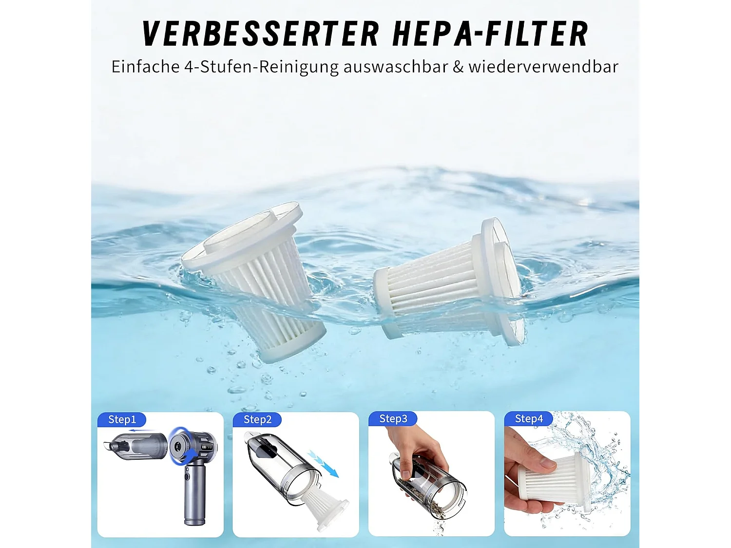 Nettlife Aspirateur à Main Sans Fil 17000Pa - Mini Aspirateur Voiture Puissant 4 en 1 - Moteur Brushless 3 Vitesses - Maison & Animaux, Gris