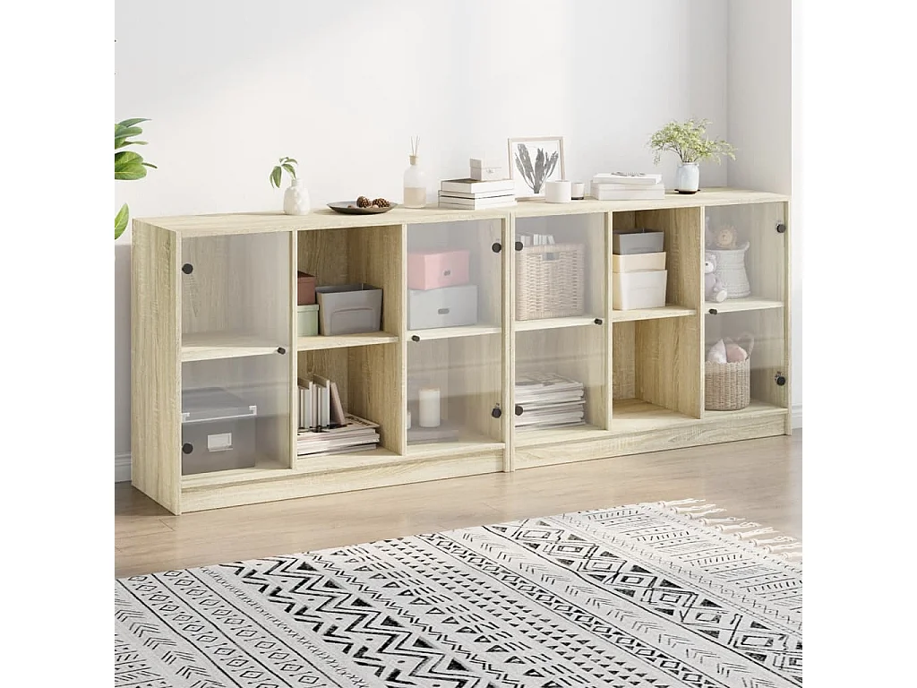Bücherschrank mit Türen Sonoma-Eiche 204x37x75 cm Holzwerkstoff