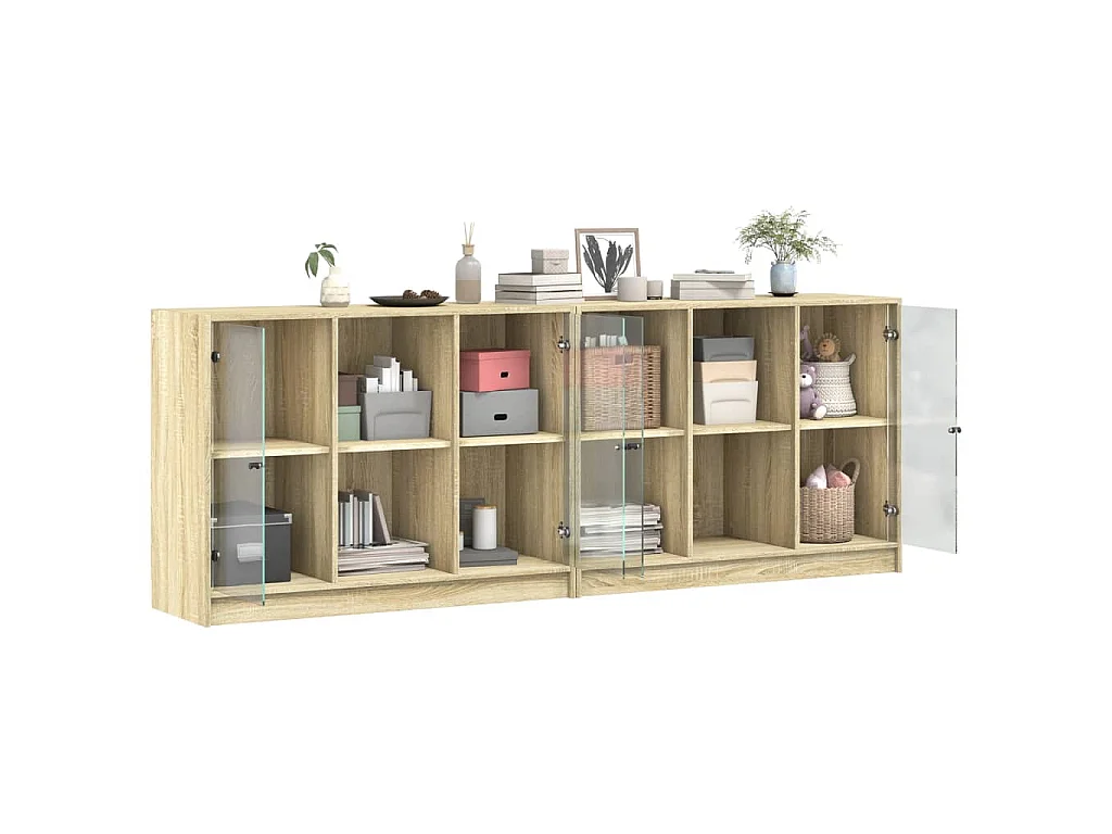 Bibliothèque avec portes chêne sonoma 204x37x75 cm