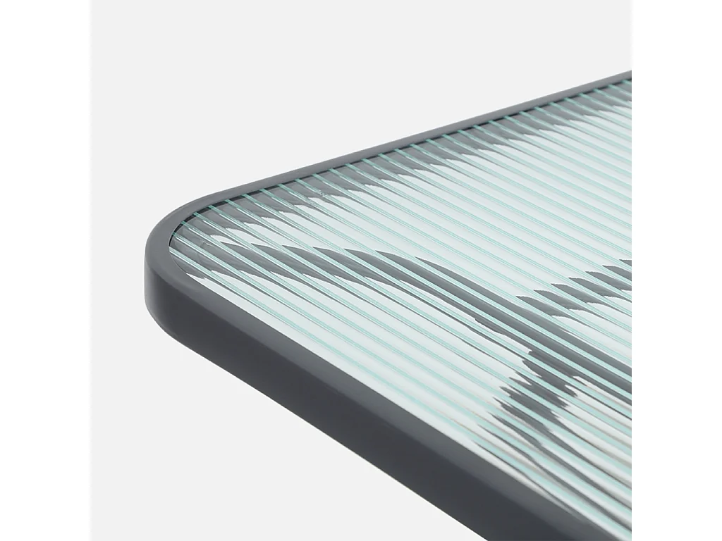 Table de jardin pliante acier + 4 assises textilène anthracite - Ancona