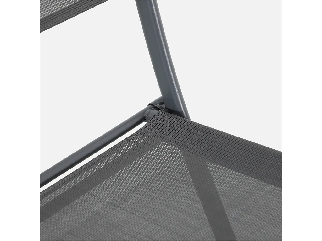 Set de jardín plegable de acero antracita Ancona con mesa de vidrio templado y 4 sillas cómodas de textilene