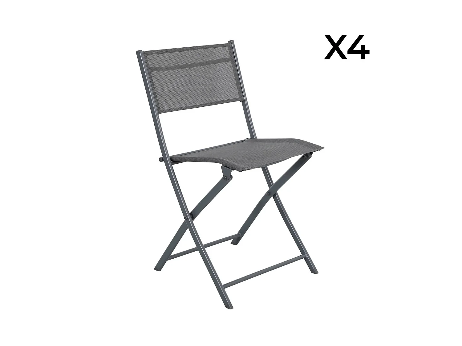 Table de jardin pliante acier + 4 assises textilène anthracite - Ancona