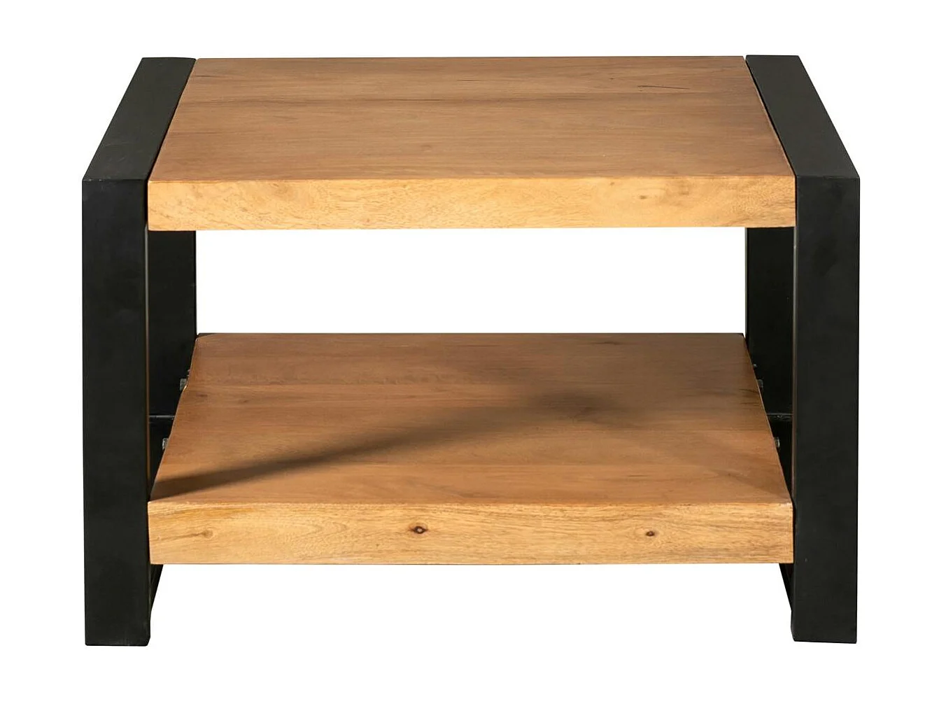 Table basse carrée bois métal MILORA