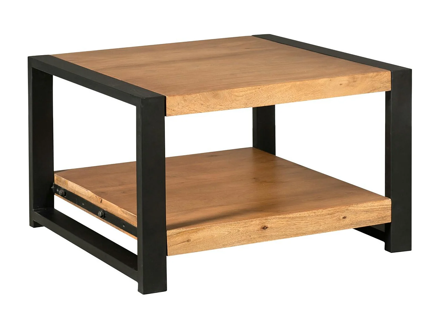 Table basse carrée bois métal MILORA