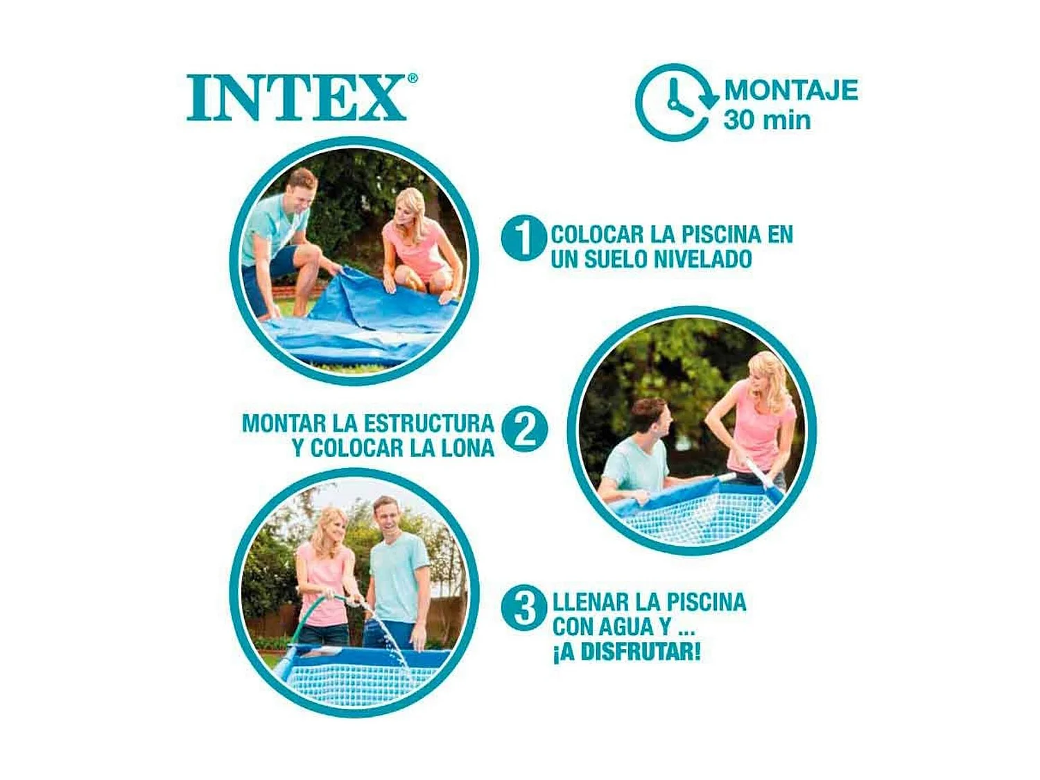 Ronde buisframezwembad Intex Metal Frame Ocean 3,05 m, liner met drievoudige dikte, cartridgefilter 1 m³/u