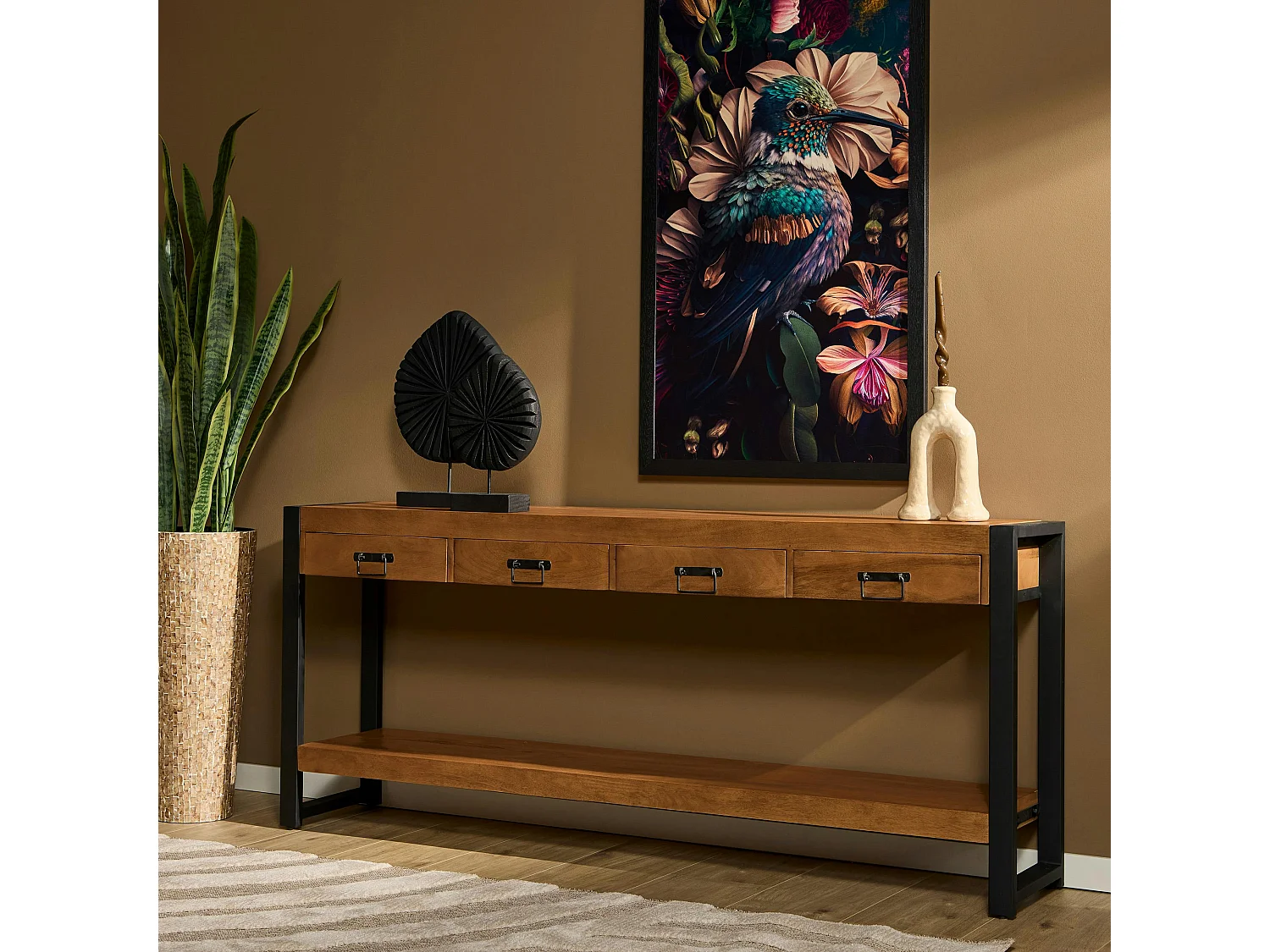 Console XXL bois métal 180 cm MILORA