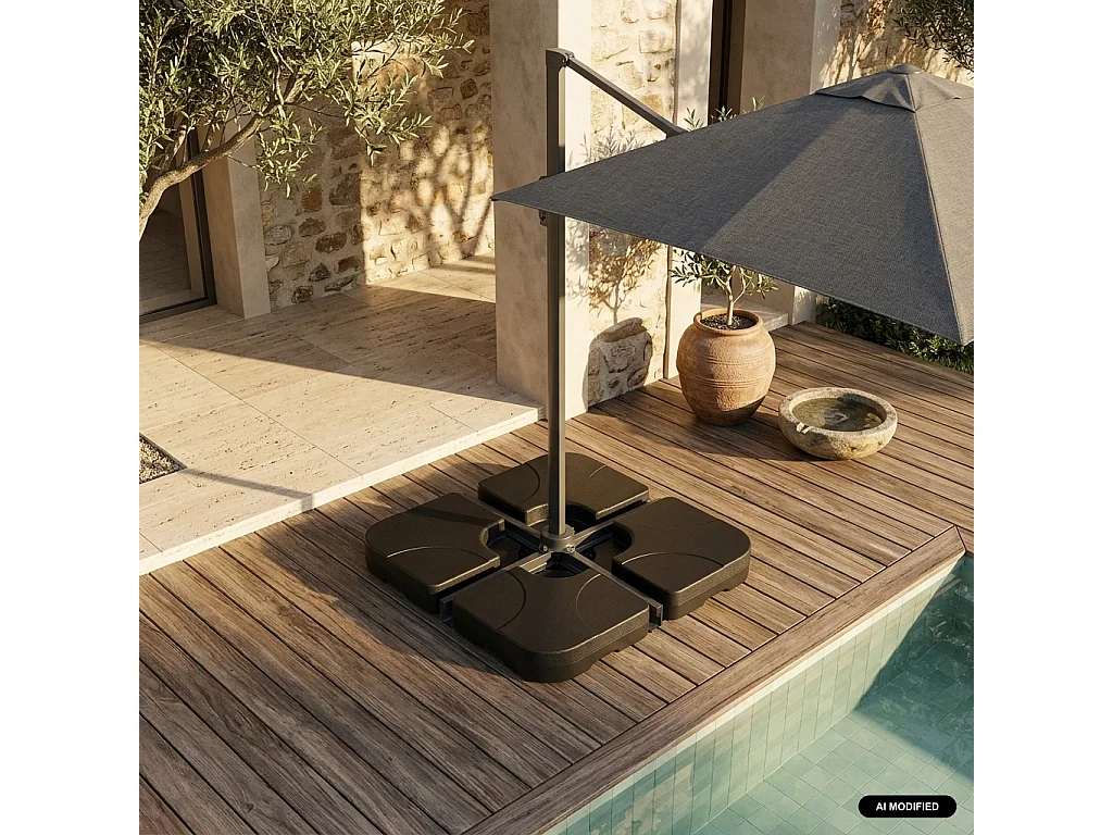 Placas para lastrar parasol 50x50 cm negro Fixeo - lote de 4 piezas, plástico, estabilidad óptima agua/arena