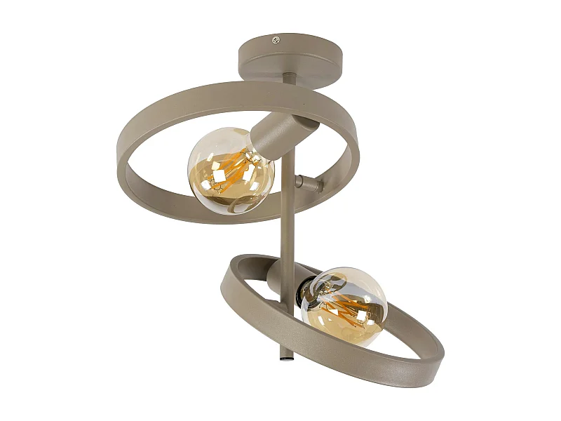 Plafonnier design métal beige mat 2 anneaux TRIBECA