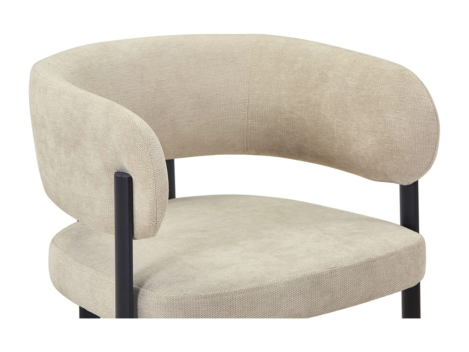 Lot de 6 chaises en tissu et métal noir - Beige - CIBARO