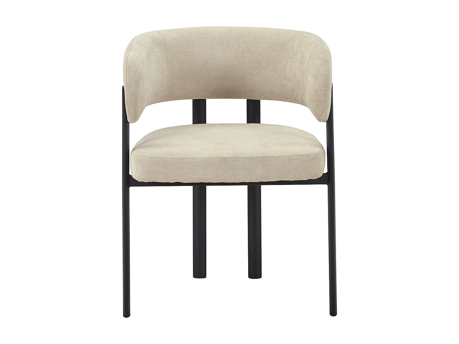 Lot de 6 chaises en tissu et métal noir - Beige - CIBARO