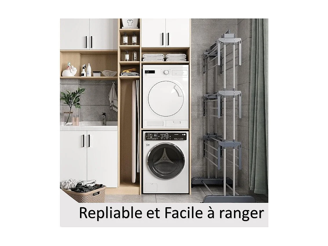 Séchoir à Linge Étendoir Pliable et Extensible avec Grande Capacité de Séchage