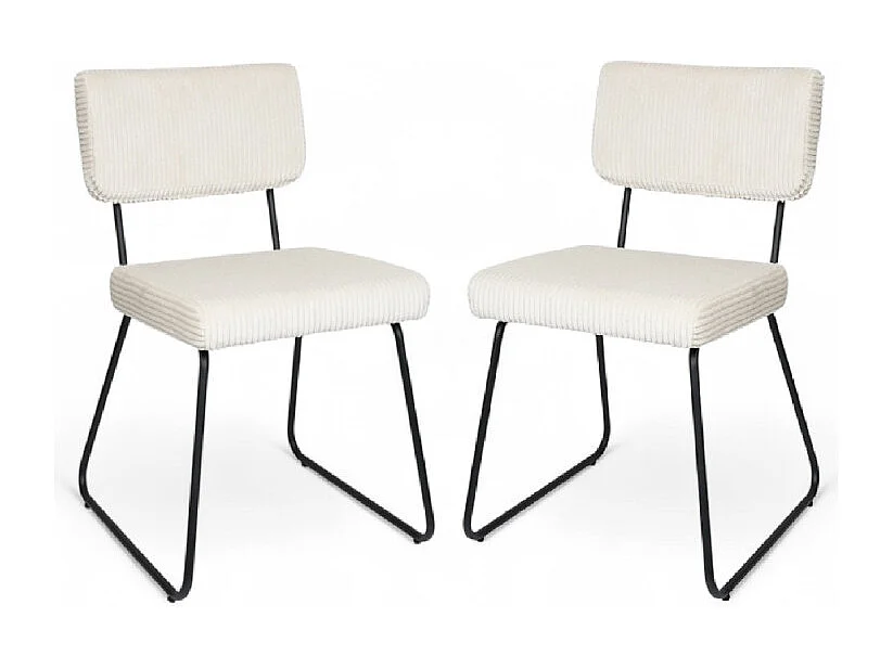 Lot de 2 chaises Design MATYS en Velours côtelé coloris Beige