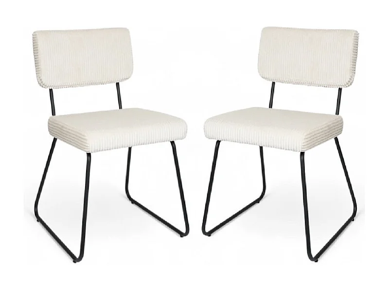 Lot de 2 chaises Design MATYS en Velours côtelé coloris Beige